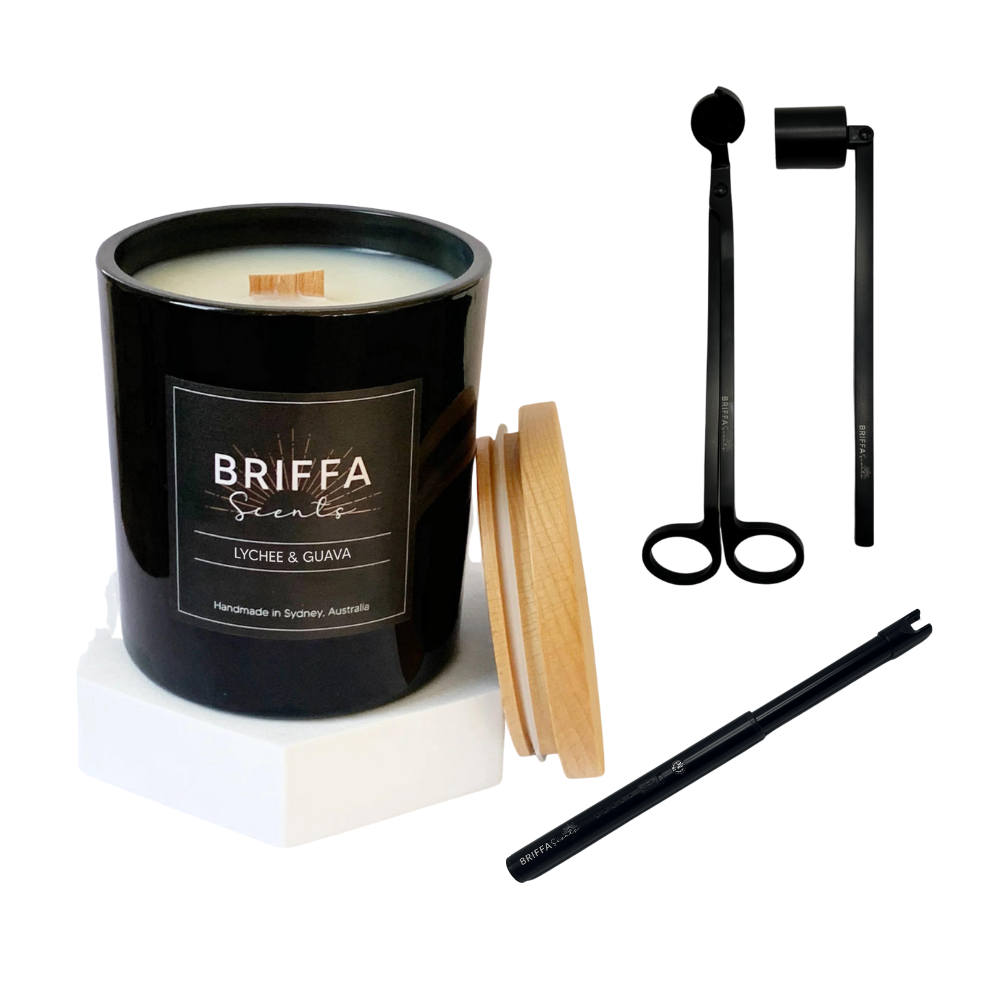 Large Black Classic Candle & Candle Accessories Bundle